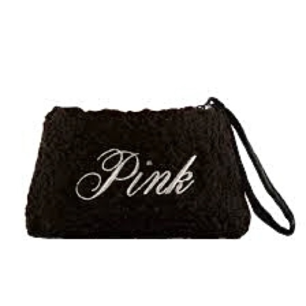 PINK Victoria's Secret Black Fleece Toiletry Bag